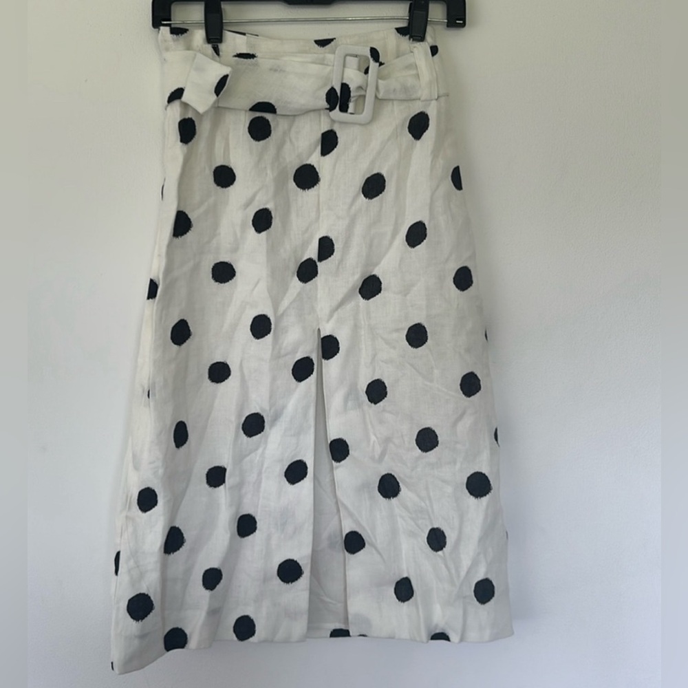 Farm Rio sexy front slit linen skirt with matching belt